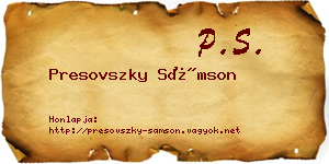 Presovszky Sámson névjegykártya